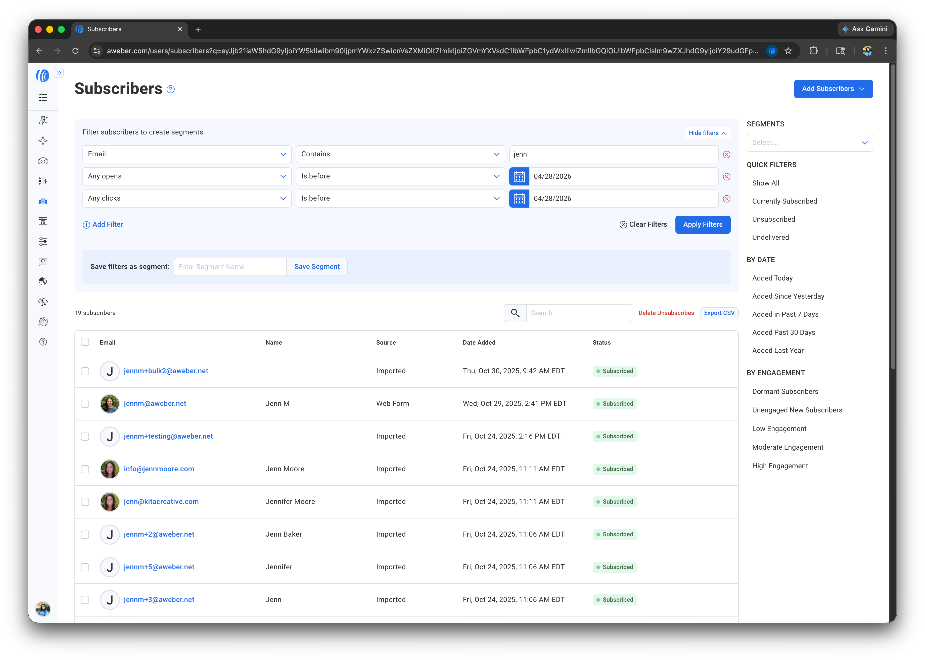 AWeber Subscriber Management